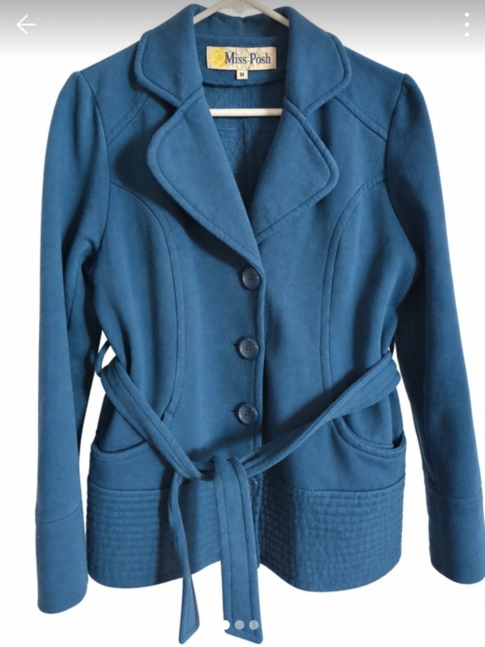 Miss Posh Women’s Medium Teal Belted Knit Jacket Blazer Coat